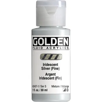Vodová barva Akrylová barva Golden Fluid - 2457 Iridescent Silver Objem: 30 ml