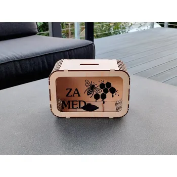 Pokladnička Dřevěná pokladnička - Za med - D-decor