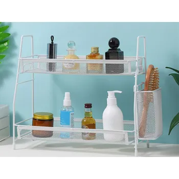 VERK GROUP Bílá kuchyňská drátěná police CY-0233 – tři přihrádky pro maximální organizaci prostoru