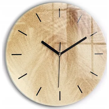 Hodiny Moderní skleněné hodiny s grafikou na zeď Zlatá abstrakce kulatý průměr 30 cm