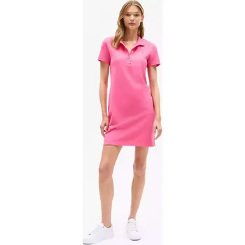 Dámské šaty Tommy Hilfiger dámské polo šaty Stretch-Cotton tmavě růžové S