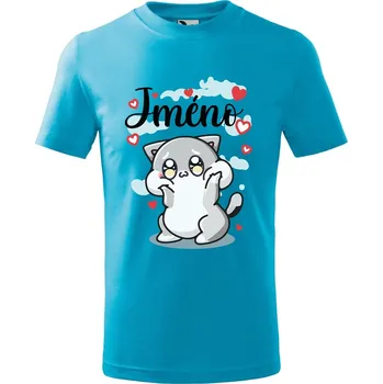 Chlapecké oblečení DOBRÝ TRIKO Dětské tričko se jménem Roztomilá kočička Velikost: 110 /4 roky, Barva: Tyrkysová