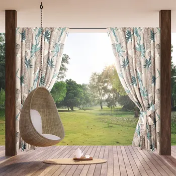 ArtFir Závěs na terasu GARDEN 8 P | béžová/zelená 155 x 200 cm