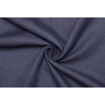 Len směsový rybí kost - Modrá jeans