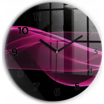 Hodiny Moderní skleněné hodiny s grafikou na zeď Růžová abstrakce průměr 60 cm