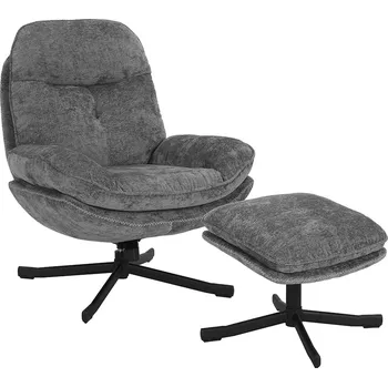 Křeslo Otočné relaxační křeslo KARMEN s podnožkou | tmavě šedá