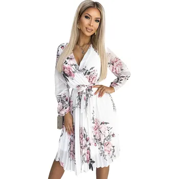 Dámské oblečení Dámské šaty NUMOCO NUMOCO bílá | šedá 2252504