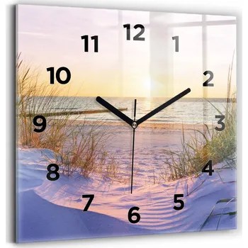 Hodiny Čtvercové nástěnné skleněné hodiny s motivem Polské Slunečního moře 30 x 30 cm