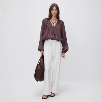 Reserved - Kalhoty palazzo - krémová - 1045P-01X - 1045P-01X-XL