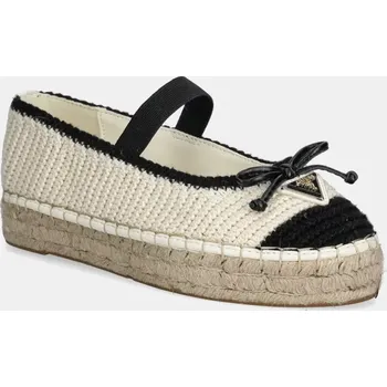 Dámské polobotky Espadrilky Guess JONEAL černá barva, na platformě, FLJJON FAB02 FLJJON.FAB02.CREAM 99X, EUR 40