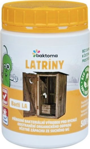 BACTI LA - BAKTERIE DO LATRÍNY - 0,5KG Extra účinné bakterie do suchého WC a latríny. Přírodní prostředek pro rychlé odstranění organického odpadu a zápachu z Vaší latríny a suchého WC.