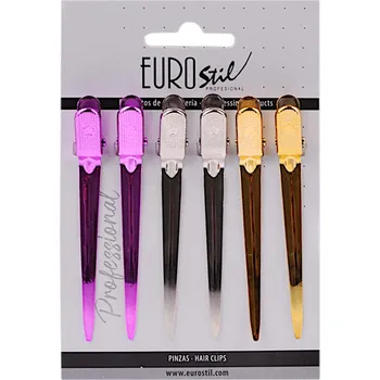 Kovová spona do vlasů Eurostil Professional - 9 cm, barevná - 6 ks (07614) + dárek zdarma