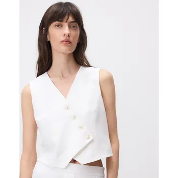 Dámské sako Reserved - Obleková vesta z viskózové směsi - bílá - YS844-00X - YS844-00X-XXL