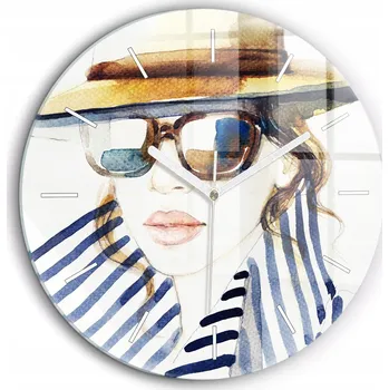 Hodiny Nástěnné hodiny Obličej v brýlích a klobouku kulatý bílé ručičky průměr 60 cm
