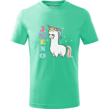 Chlapecké tričko DOBRÝ TRIKO Dětské tričko se jménem Lama jednorožec Velikost: 158/12 let, Barva: Mátová