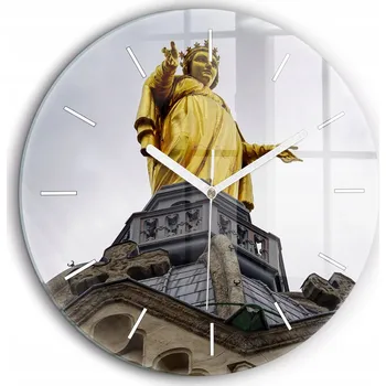 Hodiny Nástěnné hodiny Socha Matky Boží v Lyonu, bílé ručičky, kulatý, průměr 60 cm