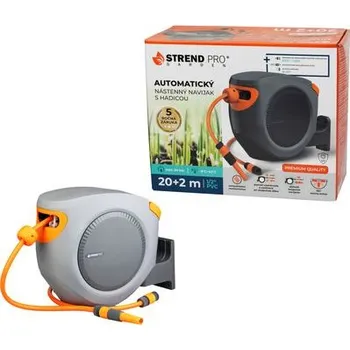 Držák na zahradní hadici Navíječ Strend Pro Premium, na zeď, automatický 1/2", se zahradní hadicí L-20+2 m