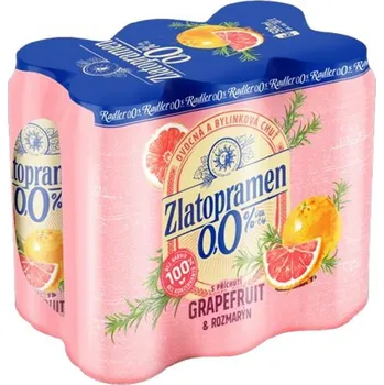 Pivo Zlatopramen Radler 0,0% Grapefruit a rozmarýn plech 0,5 l
