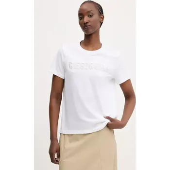 Bavlněné tričko Desigual BRANDY bílá barva, 25SWTK17 00X, vel. XS