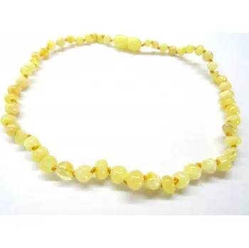 Náhrdelník Prosperk Jantarové korálky pro děti - kulaté, leštěné, mléčné 32cm S0377