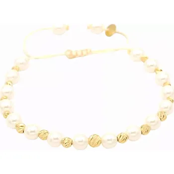 Náramek Náramek provázkový z perel a zlatých kuliček 6,30g