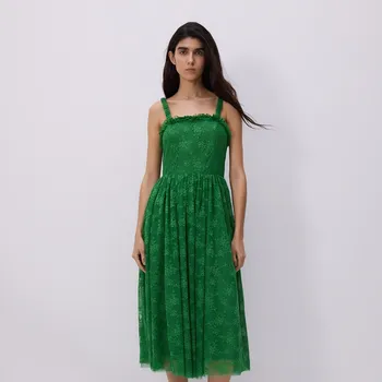 Dámské šaty Reserved - Krajkové midi šaty - zelená - 981DB-77X - 981DB-77X-S