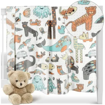 Povlečení Bellatex Dětská přikrývka Ella Zvířátka, 100 x 150 cm, mix barev