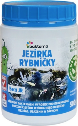 BACTI JR - BAKTERIE DO JEZÍRKA - 0,5KG Extra účinné bakterie do jezírek a rybníčků. Přírodní bakterie pro Vaše čisté zahradní jezírko a zahradní rybníček bez sinic a řas (pro 15 m2).