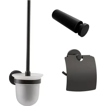 Sada koupelnových doplňků EBS Urban Round Sada doplňků s věšáčkem, černá mat UR784B