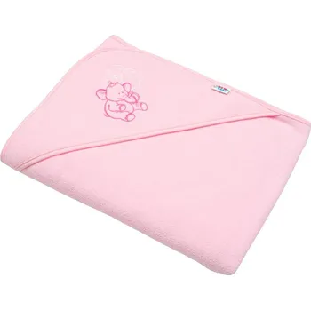 NEW BABY Dětská froté osuška s výšivkou a kapucí New Baby 100x100 cm Růžová + slon