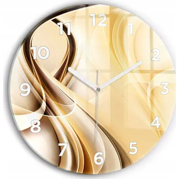 Hodiny Moderní skleněné hodiny s grafikou na zeď Abstrakce vlny kulatý průměr 30 cm