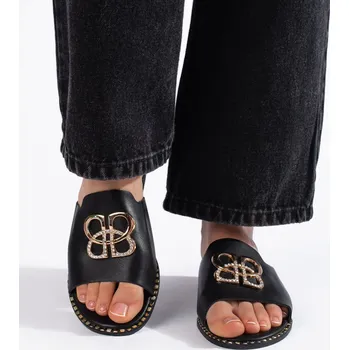 Dámské pantofle Stylové černé nazouváky KK-722B Velikost: 36