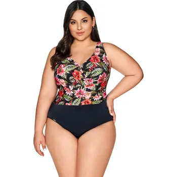 Dámské plavky Dámské jednodílné plavky 60 black Floral - AVA černá 90/F