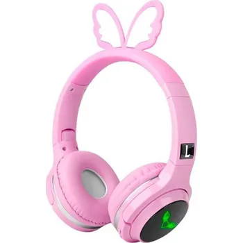 Sluchátka SLUCHÁTKA PŘES UŠI LED SVÍTÍCÍ PRO DĚTI RŮŽOVÁ MOTÝL