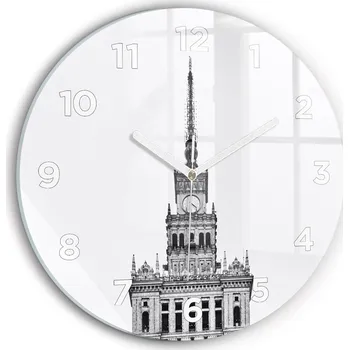 Hodiny Moderní skleněné foto hodiny na zeď Palác Kultury a Nauki kulatý průměr 30 cm