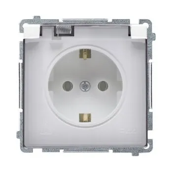 Elektrická zásuvka SIMON Basic BMGSZ1BZ.01/11A Zásuvka jednonásobná typu Schuko IP44 (strojek s krytem) s clonkami, 16