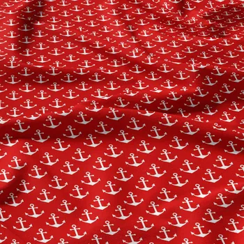 Dětská bavlněná látka metráž Kotvy Bílé na Červeném
