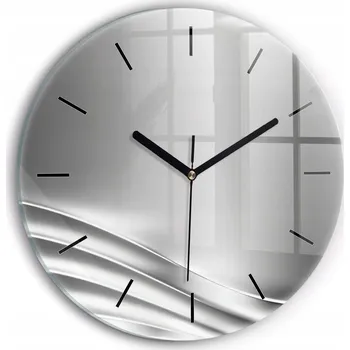 Hodiny Ozdobné nástěnné hodiny s krásnou grafikou Stříbrná abstrakce kulatý průměr 30 cm