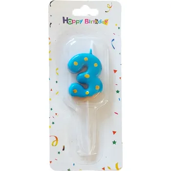 Dortová svíčka Modrá svíčka 3 Číslo Číslice Elegantní narozeniny dítěte Svíčky Donut