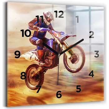 Hodiny Skleněné hodiny s s potiskem Tichý mechanismus Loft Nástěnné Motocross Enduro