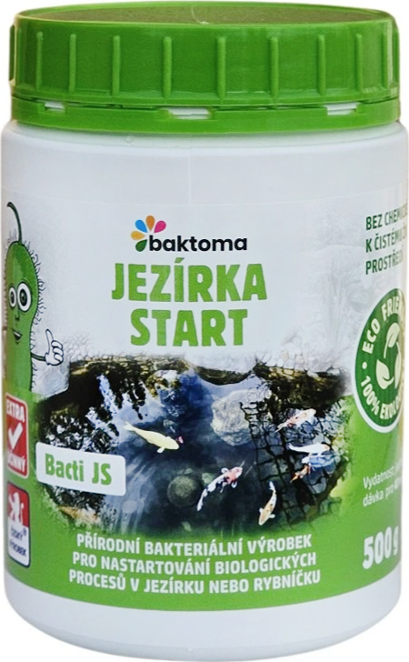 BACTI JS - STARTOVACÍ BAKTERIE DO JEZÍRKA - 0,5 KG Extra účinné startovací bakterie do jezírek a rybníčků. Přírodní startovací bakterie pro Vaše čisté zahradní jezírko a zahradní rybníček po zimě bez s