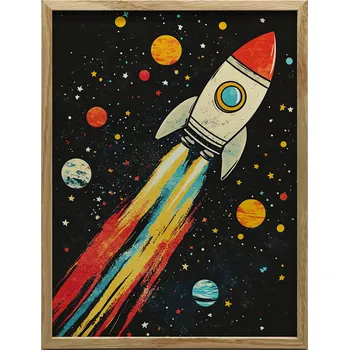 Plakát Plakát Raketa ve vesmíru NÁSTĚNNÝ PLAKÁT PLAKÁT VE VESMÍRU BEZ RÁMU 50x7