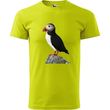 Pánská móda DOBRÝ TRIKO Pánské tričko s potiskem Papuchálek Velikost: L, Barva: Limetková