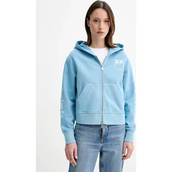 Dámská mikina Bavlněná mikina Pinko dámská, modrá barva, s kapucí, s potiskem, 104622 A2CV 104622.A2CV 55X, vel. L