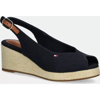 Dámské sandále Sandály Tommy Hilfiger FLAG MID WEDGE ESPAD SLINGBACK tmavomodrá barva, FW0FW08595 59X, EUR 39