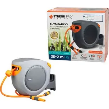 Držák na zahradní hadici Navíječ Strend Pro Premium, na zeď, automatický 1/2", se zahradní hadicí L-35+2 m