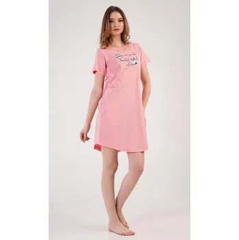 Dámské šaty Dámské domácí šaty s krátkým rukávem Betty - lososová - M
