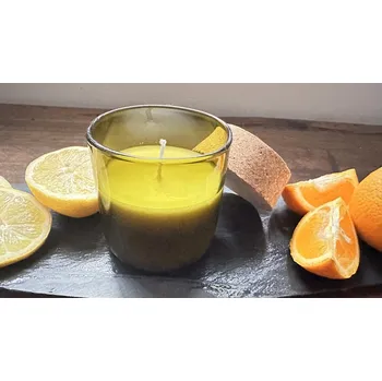 Svíčka Sójová udržitelná svíčka s korkovým uzávěrem Menton, město citrusů