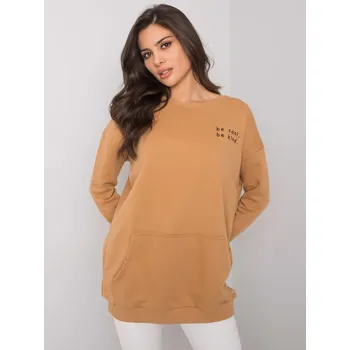 Dámská mikina Karamelová mikina s výšivkou Be Cool. Be Kind. RV-BL-7202.32P-caramel brown Velikost: S/M
