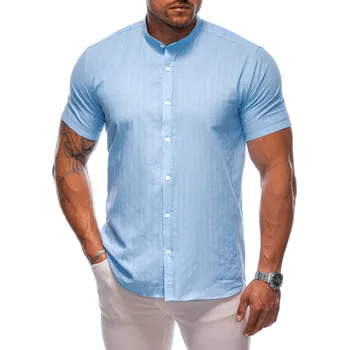 Pánská košile Edoti Men's short sleeve shirt Edoti světle modrá 2946935